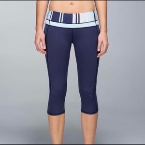 Lululemon Excon Striped Navy Capri Leggings Size 8